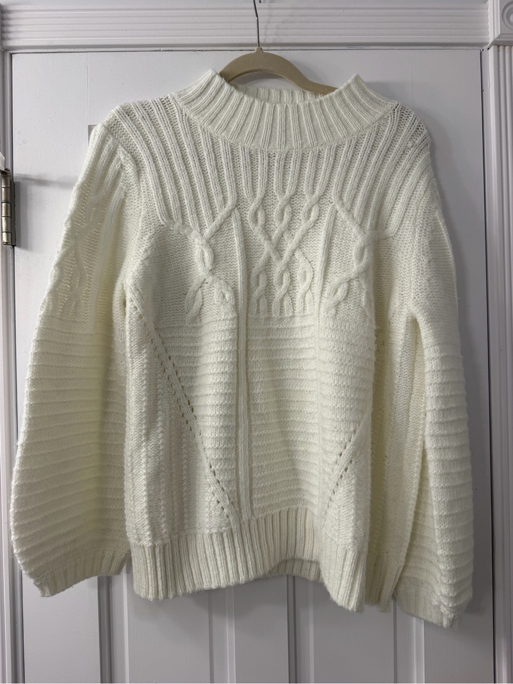 Tyler Boe Ivory Cable Turtleneck Sweater